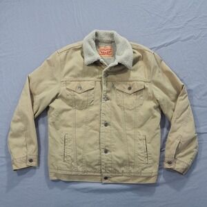 Levis Trucker Jacket Mens Extra Large Tan Canvas Sherpa Lined White Tab Street